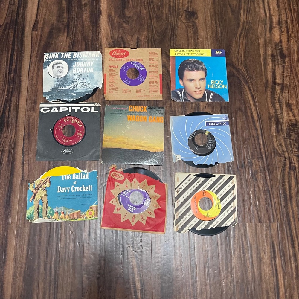 VTG 45 RPM‎ Vinyl Records Lot Johnny Horton Ricky Nelson Bobby Vee Kingston Trio